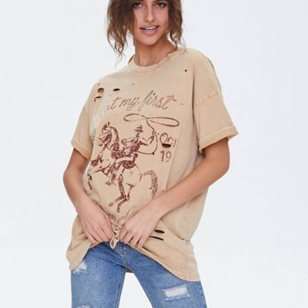NWT forever 21 distressed cowboy tee